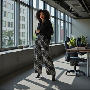 NWT Burberry Check Wide Leg Trousers Size 8 $1890